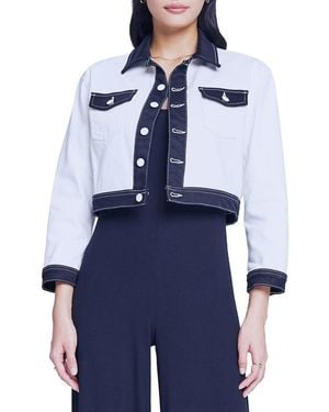 L'Agence Koda Colorblock Crop Jacket - Blue