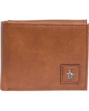 Original Penguin Leather Passcase Wallet - Brown