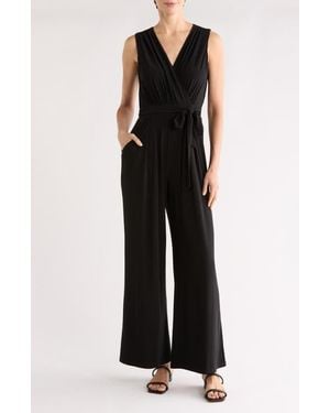 Vince Camuto Faux Wrap Wide Leg Jumpsuit - Black