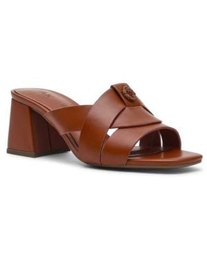 Anne Klein Monda Block Heel Slide Sandal - Brown