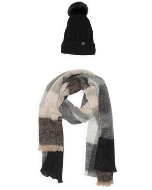 Nanette Lepore Faux Fur Pompom Beanie & Scarf Set - White