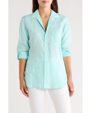 Frank & Eileen Joedy Boyfriend Cotton Button-Up Shirt - Blue