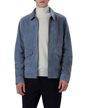 Bugatchi Suede Zip Bomber Jacket - Blue