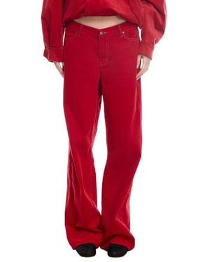 Lioness Rebels Low Rise Wide Leg Corduroy Pants - Red
