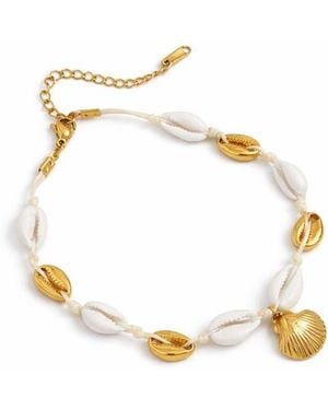 Rebel Mixed Shell Charm Anklet - Metallic