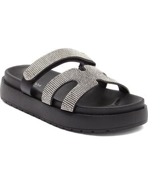 Top Moda Kemper Rhinestone Embellished Slide Sandal - Black