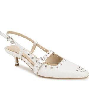 Kenneth Cole Martha Eyelet Kitten Heel Slingbacks - White