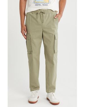 Denim and Flower Pull-On Cargo Pants - Green