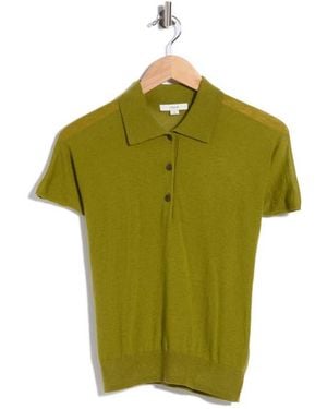 Vince Short Sleeve Wool Blend Polo Sweater - Green