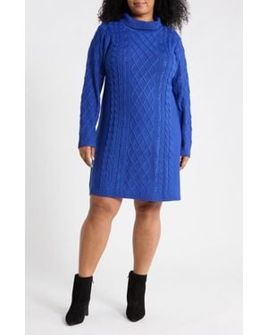 AREA STARS Kendall Cable Knit Sweater Dress - Blue