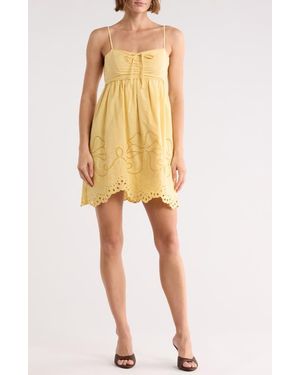 Moon River Eyelet Detail Minidress - Yellow