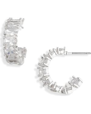 Cara Oval Cubic Zirconia Hoop Earrings - White