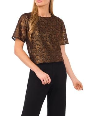 Halogen® Lace Short Sleeve Top - Black