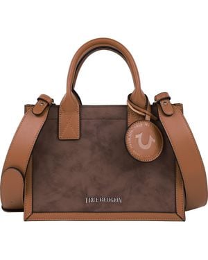 TRUE RELIGION Top Handle Box Tote Bag - Brown