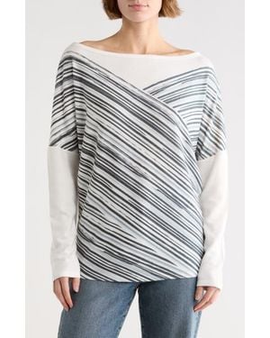 Go Couture Stripe Boat Neck Sweater - Gray