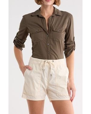 James Perse Three-Quarter Sleeve Button-Up Shirt - Gray