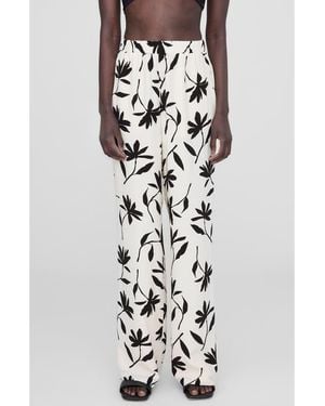 Anine Bing Owen Print Wide Leg Pants - White