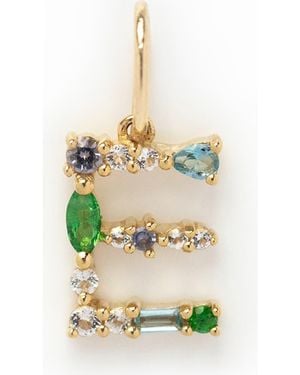 Local Eclectic Solid 9K & Semiprecious Stone Initial Charm - White