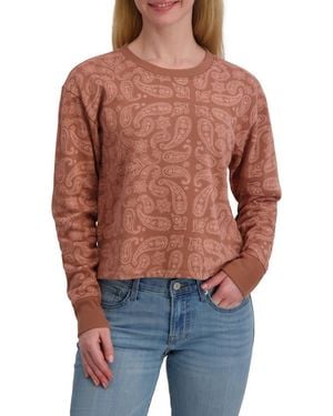 Lucky Brand Paisley Crewneck Long Sleeve Top - Red