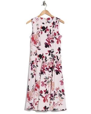 Calvin Klein Floral Sleeveless Fit & Flare Midi Dress - Red