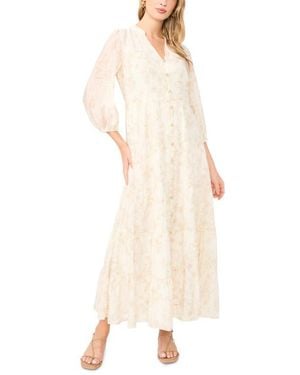 Vince Camuto Floral Tiered Button-Up Maxi Dress - Natural