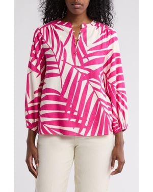 Gemma Jane Palm Print Long Sleeve Top - Pink