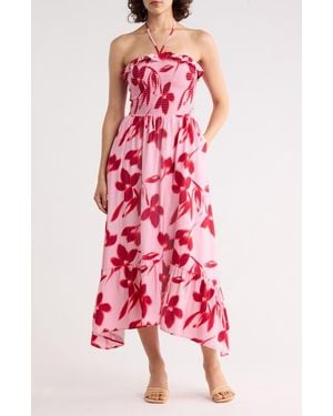 WEST K Strapless Midi Dress - Red