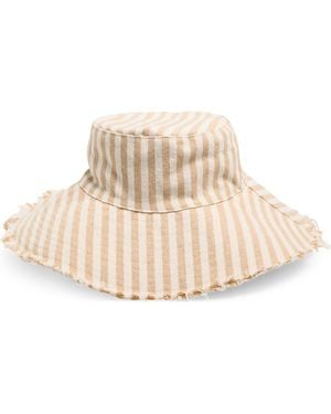 Treasure & Bond Frayed Edge Stripe Bucket Hat - Natural
