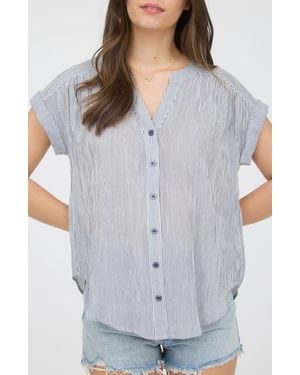 Blu Pepper Stripe Short Sleeve Button-Up Shirt - Gray