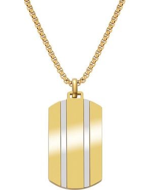Van Heusen Stripe Dog Tag Pendant Necklace - Metallic