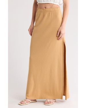 Go Couture Slit Maxi Skirt - Natural