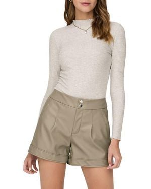 ONLY Emma Funnel Neck Ribbed Sweater - Natural