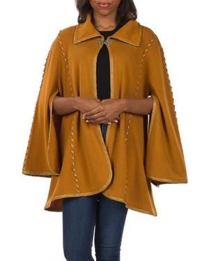 Patricia Nash Faux Leather Trim Cape - Orange