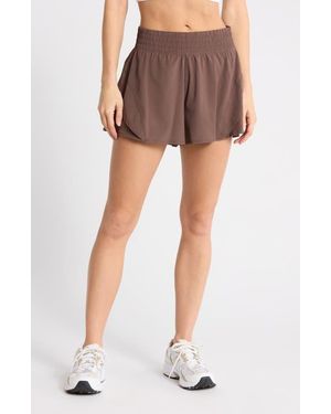 90 Degrees Lightstreme High Waist Layered Running Shorts - Multicolor