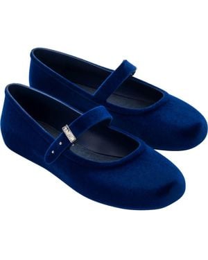 Melissa Soft Ballerina Velvet Ii Mary Jane - Blue