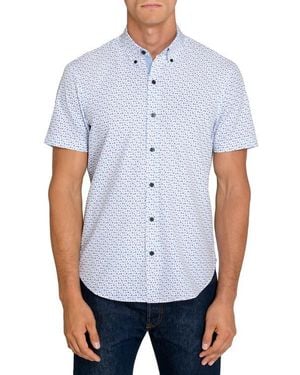 Con.struct Atomic Geo Short Sleeve Stretch Button-Down Shirt - White