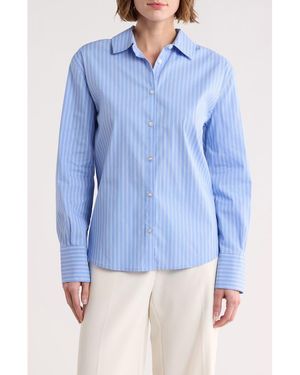 Habitual Stripe Poplin Button-Up Shirt - Blue