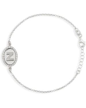 Meshmerise Diamond Initial Disc Bracelet - White