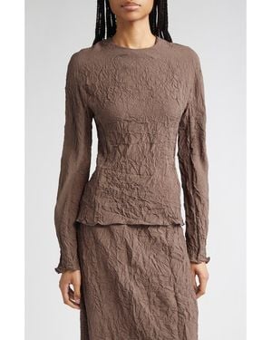 Teurn Studios Long Sleeve Crinkle Top - Brown