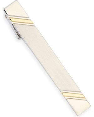 James Michael Two-Tone Stripe Tie Bar - Metallic