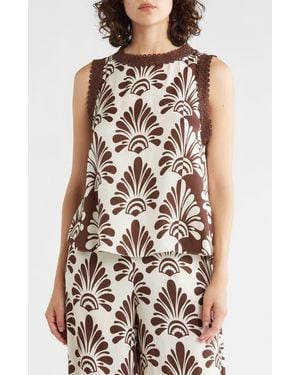 Tahari Lace Trim Shell - Multicolor