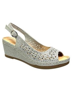 Ninety Union Anita Crystal Embellished Slingback Wedge Sandal - White