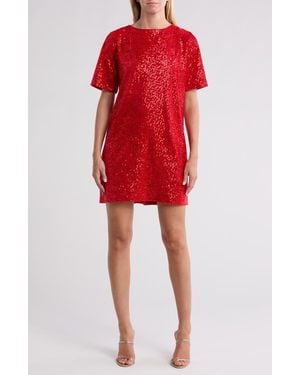Wishlist Elbow Length Sleeve Sequin A-Line Cocktail Dress - Red