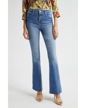 L'Agence Ruth High Waist Raw Hem Straight Leg Jeans - Blue