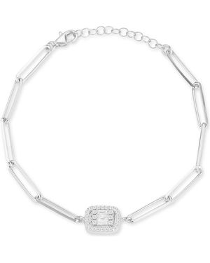 Glaze Jewelry Cubic Zirconia Paper Clip Chain Bracelet - Metallic