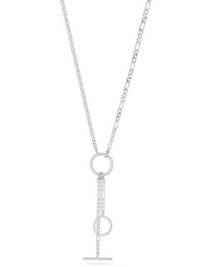 Chloe and Madison Cubic Zirconia Mixed Link Y-Necklace - White