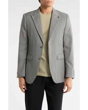 T.R. Premium Slim Fit Plaid Stretch Sport Coat - Gray