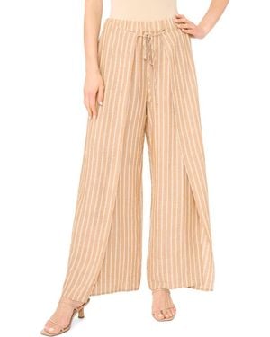 Halogen® Tie Front Overlay Wide Leg Pants - Natural