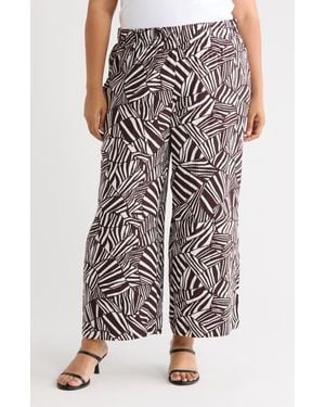 Adrianna Papell Printed Wide Leg Pants - Gray
