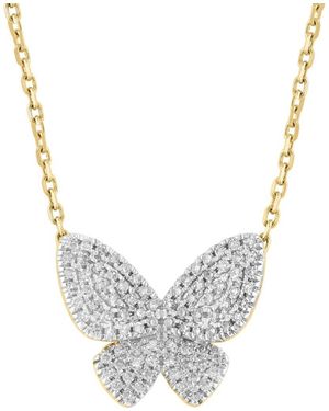 Effy Pavé Diamond Butterfly Pendant Necklace - Metallic